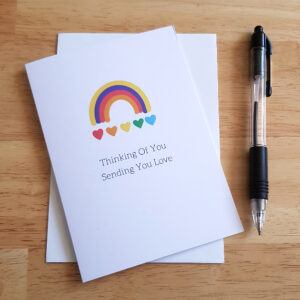 Thinking of You Card - Sending You Love Rainbow Design - Uplifting Support Card - Blank Inside