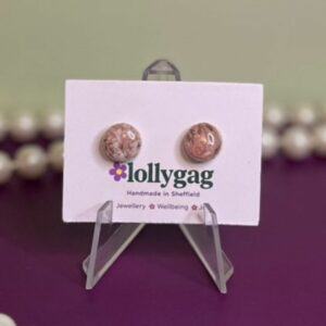 Bloomsbury Rosegarden Studs – Soft Pink Floral Polymer Clay Earrings, Lightweight Everyday Studs Handmade in Sheffield