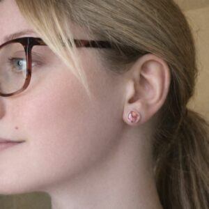 Bloomsbury Rosegarden Studs – Soft Pink Floral Polymer Clay Earrings, Lightweight Everyday Studs Handmade in Sheffield