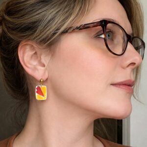 Sunset Tile Polymer Clay Earrings – Ochre & Flame Handmade Tile Earrings UK