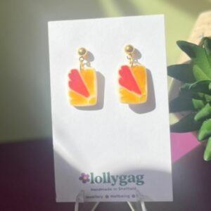 Sunset Tile Polymer Clay Earrings – Ochre & Flame Handmade Tile Earrings UK