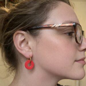 Poppy Red Spiral Hoop Earrings – Bold Red Polymer Clay Hoops UK