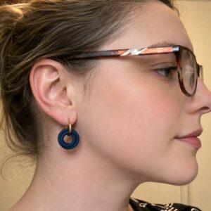 Lyons Blue Spiral Hoop Earrings – Deep Blue Polymer Clay Hoops UK