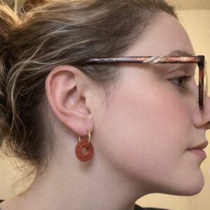 Chili Oil Spiral Hoop Earrings – Warm Red Orange Polymer Clay Hoops UK