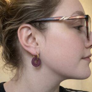 Damson Spiral Hoop Earrings – Deep Berry Polymer Clay Hoops UK