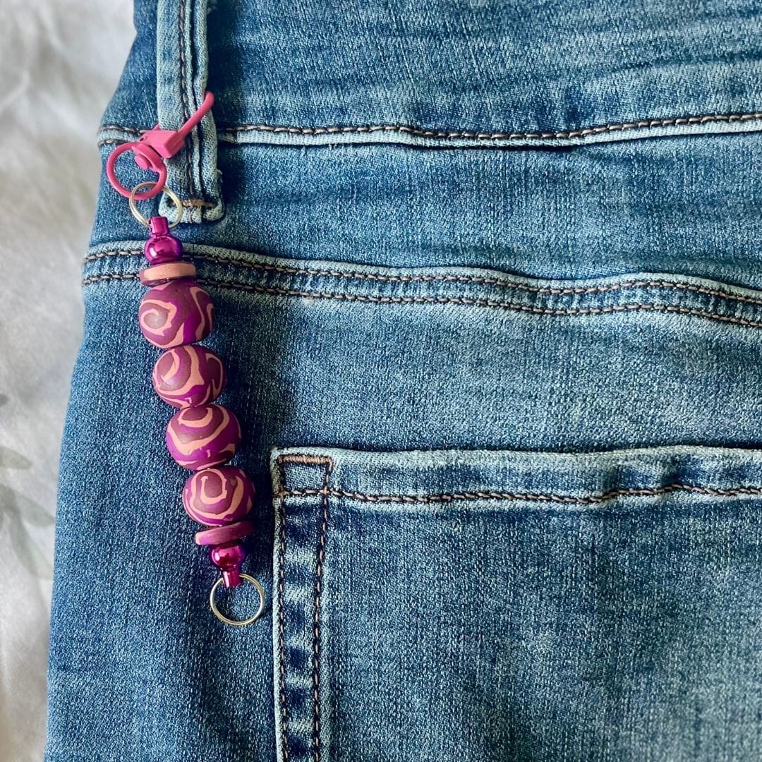 Handmade Fidget Keyring – Bag Charm Fidget with Polymer Clay Beads – Colourful Sensory Keyring UK – Lightweight Everyday Carry - Image 5