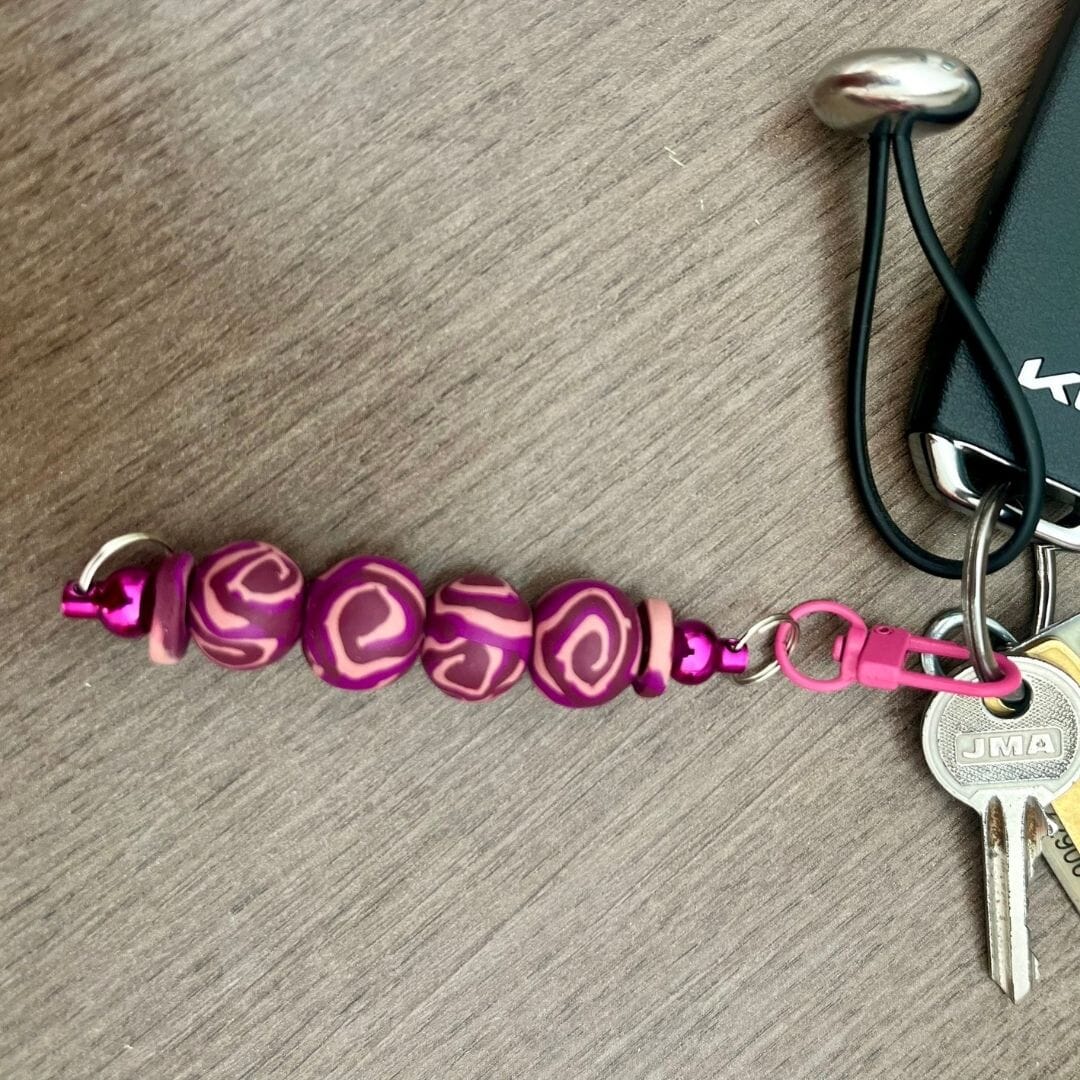 Handmade Fidget Keyring – Bag Charm Fidget with Polymer Clay Beads – Colourful Sensory Keyring UK – Lightweight Everyday Carry - Image 4