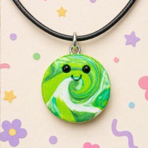 Reversible Textured Pendant Necklace – Handmade Polymer Clay, Sensory Jewellery, Lightweight Statement Necklace UK