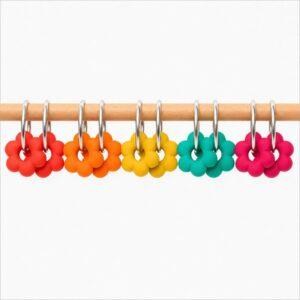 Bright Pops Flower Hoop Earrings – Interchangeable Charm Set, Gold & Silver Hoops, Colourful Earrings UK, Lightweight Handmade Jewellery