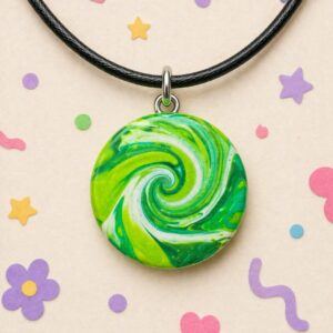 Reversible Textured Pendant Necklace – Minimal Swirl Design, Handmade Polymer Clay, Sensory Jewellery, Lightweight Everyday Necklace UK