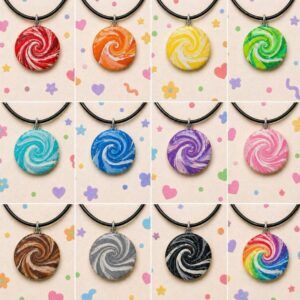 Reversible Textured Pendant Necklace – Minimal Swirl Design, Handmade Polymer Clay, Sensory Jewellery, Lightweight Everyday Necklace UK