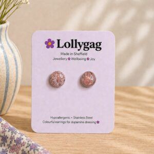 Bloomsbury Rosegarden Studs – Soft Pink Floral Polymer Clay Earrings, Lightweight Everyday Studs Handmade in Sheffield