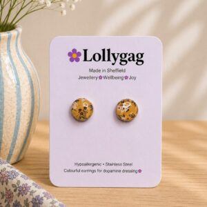 Bloomsbury Meadowlark Studs – Butter Yellow Floral Polymer Clay Earrings, Lightweight Everyday Studs Handmade in Sheffield