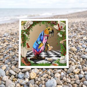 Walrus card on beach