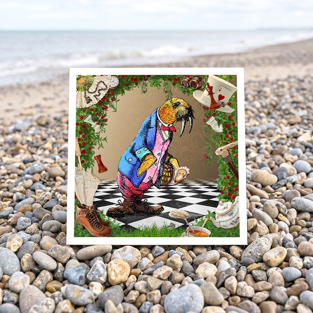 Walrus card on beach