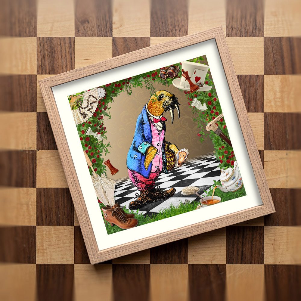 Walrus print on chessboard