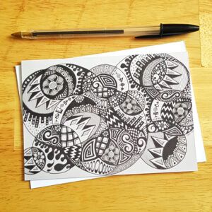 Zentangle Inspired Doodle Card - Black and White Abstract Art - Blank Any Occasion Greetings Card