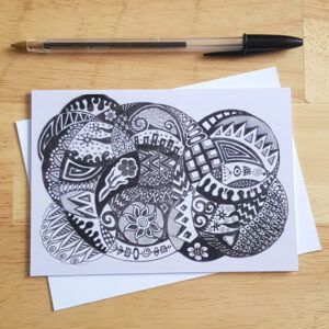 Zentangle Inspired Doodle Card - Intricate Black and White Abstract Art - Blank Any Occasion Greetings Card