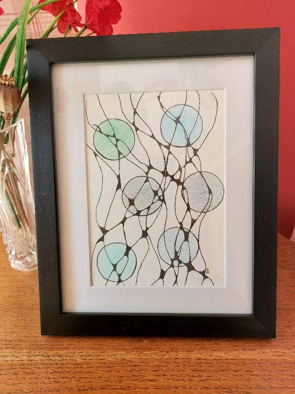Unique Neuro Graphic Artwork in Soothing Blues, Greys, and Greens - Image 3