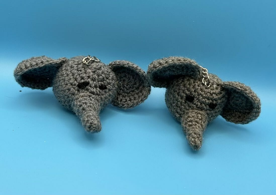 Handmade Crochet Elephant Head Keyring - Perfect Gift for Animal Lovers