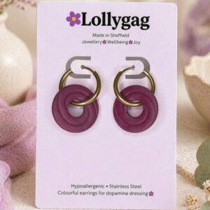 Damson Spiral Hoop Earrings – Deep Berry Polymer Clay Hoops UK
