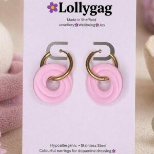 Primrose Pink Spiral Hoop Earrings – Soft Pink Polymer Clay Hoops UK