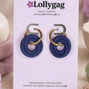 Lyons Blue Spiral Hoop Earrings – Deep Blue Polymer Clay Hoops UK