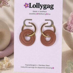 Bronze Brown Spiral Hoop Earrings – Warm Neutral Polymer Clay Hoops UK