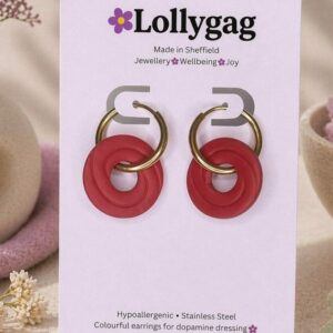 Chili Oil Spiral Hoop Earrings – Warm Red Orange Polymer Clay Hoops UK