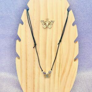 Angelite Beads & Butterfly Pendant Necklace