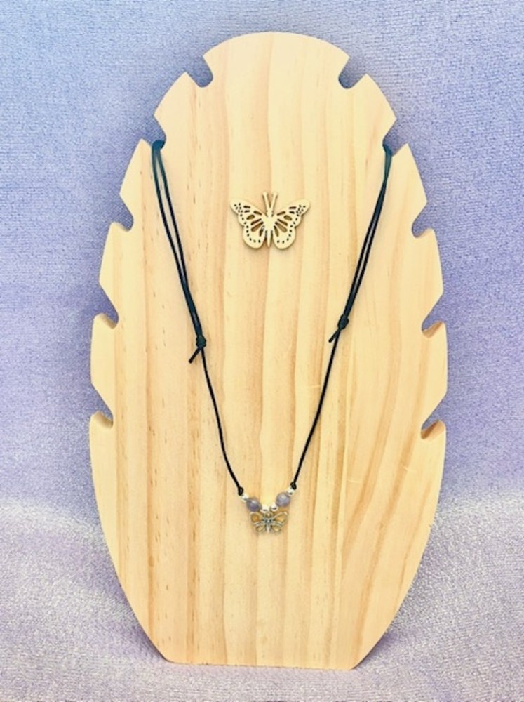 Angelite Beads & Butterfly Pendant Necklace - Image 2