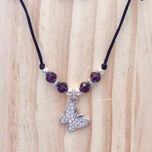 Silver Plated Crystal Butterfly Necklace