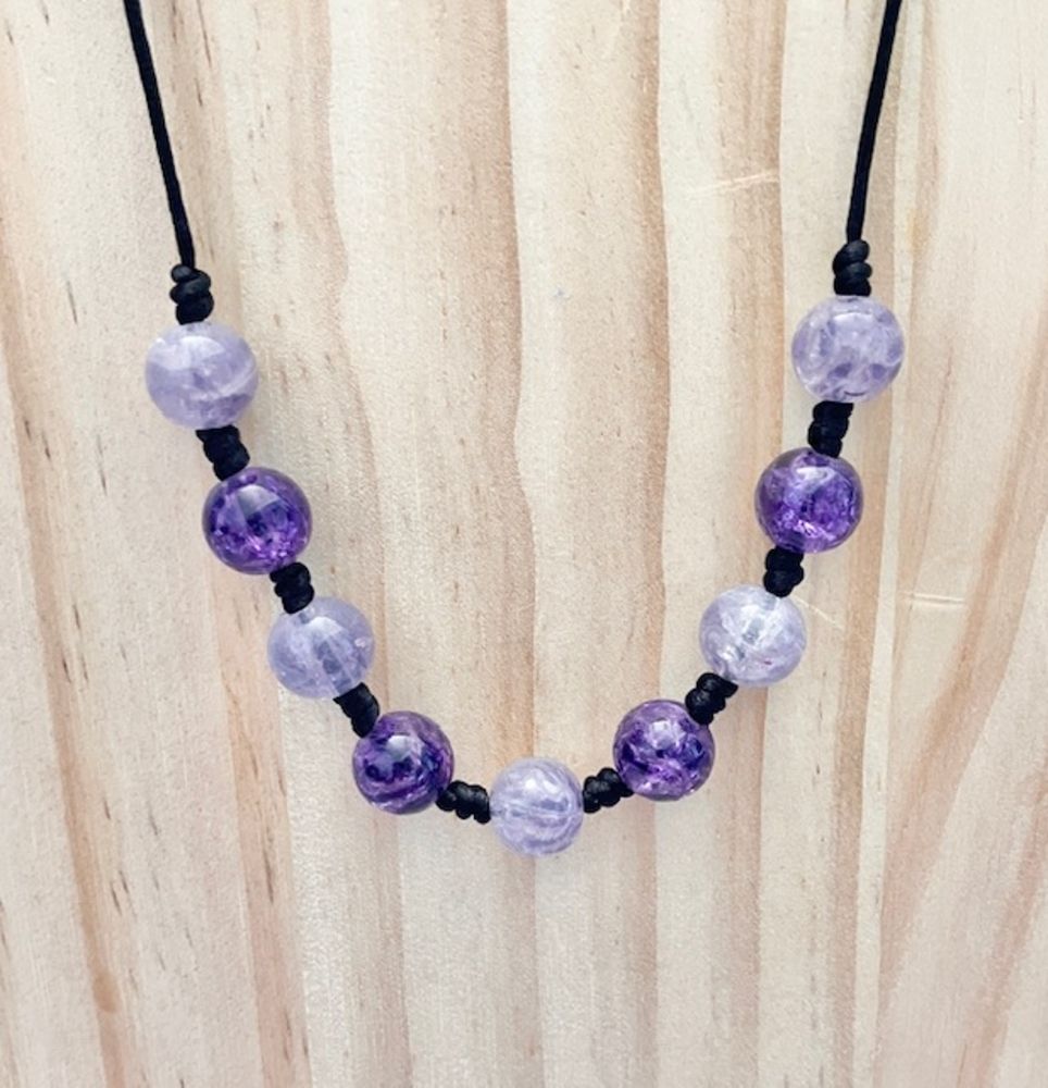 18-Inch Purple & Lilac Crackle Bead Necklace