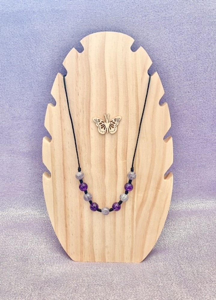 18-Inch Purple & Lilac Crackle Bead Necklace - Image 2