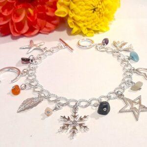 silver plated chakra charm bracelet