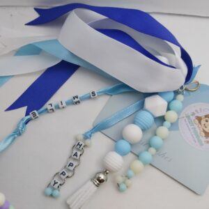 Large Beaded ribbon & tassel key chain/charm with lanyard tab