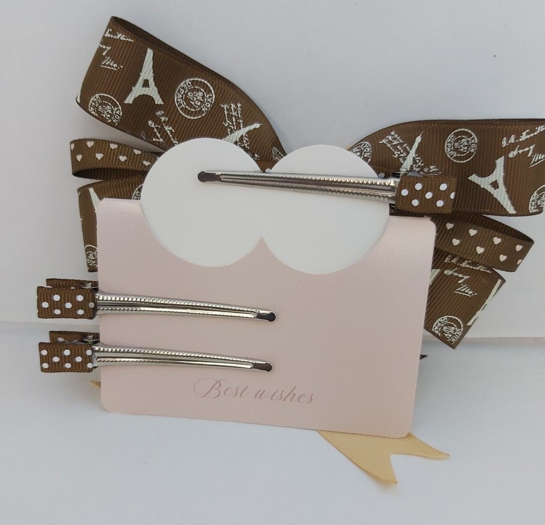 Parisian Dreams Postcard Hair Bow & Polka Dot Clip Set - Image 2