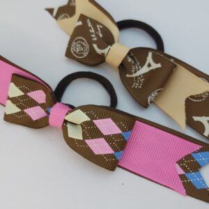 Parisian Chic & Pink Argyle Hair Bow Set hair ties