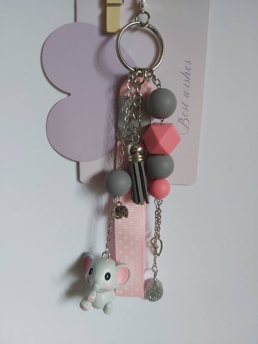 The "Sweet Elephant" Tassel & Bead key chain bag Charm - Image 2