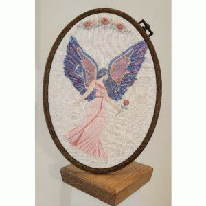Angel Embroidery Hoop Picture, 23 by 18 cm , made to order