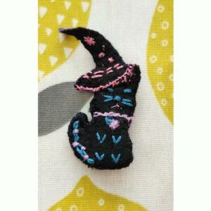 Teeny Black Cat in a Wich’s Hat Brooch