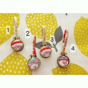 Mini Hoop Embroidery Rainbow Pendants on Liberty spaghetti ribbon, 4 available separately