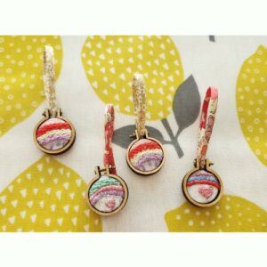 Mini Hoop Embroidery Rainbow Pendants on Liberty spaghetti ribbon, 4 available separately