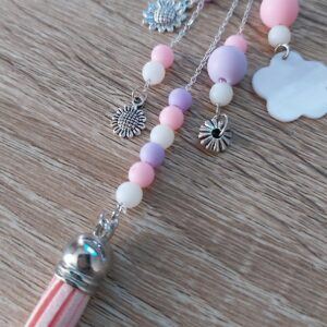 Pastel Tassel Bag Charm with Floral Charms & Beaded Chains