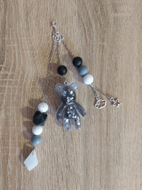 Monochrome Starry Bear Bag Charm & Keychain