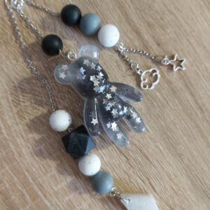 Monochrome Starry Bear Bag Charm & Keychain