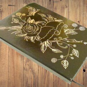 A5 black and gold rose heart notebook