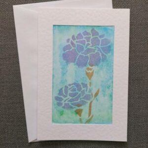 Blue Blooms – single blank greeting card with envelope