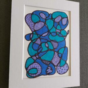 Modern Abstract Art with Organic Shapes in Blue and Purple Tones