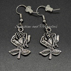 Silver Rose Gothic Fashion Earrings